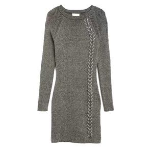 Silver Long Sleeved Sweater Dress